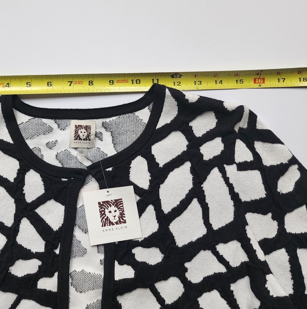 Anne Klein Black and White Patterned Jacket Sz Small - Picture 6 of 7